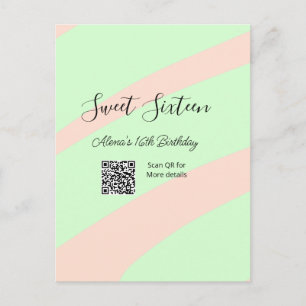 Oranje groene pastel  QR  Sweet sixteen verjaardag Briefkaart