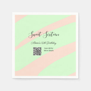 Oranje groene pastel QR Sweet sixteen verjaardag Servet