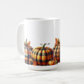 ORANJE & GROENE PLAID HERFST POMPOENEN KOFFIEMOK (Voorkant links)