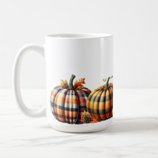 ORANJE & GROENE PLAID HERFST POMPOENEN KOFFIEMOK (Links)