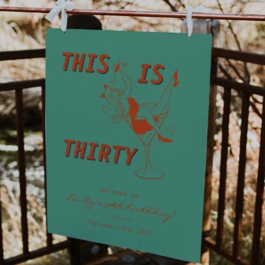 Oranje & Groene Retro 30e Verjaardag Welkom Teken Poster
