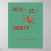 Oranje & Groene Retro 30e Verjaardag Welkom Teken Poster (Voorkant)