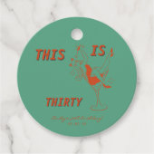 Oranje & Groene Retro Chic 30ste Verjaardagsfeest Bedankjes Labels (Voorkant)