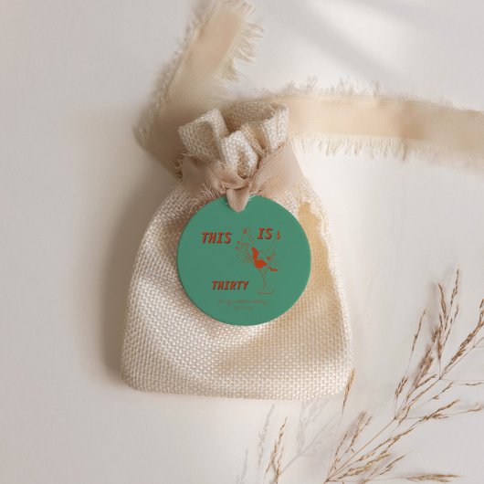 Oranje & Groene Retro Chic 30ste Verjaardagsfeest Bedankjes Labels