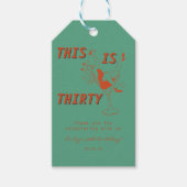 Oranje & Groene Retro Chic 30ste Verjaardagsfeest Cadeaulabel (Voorkant)