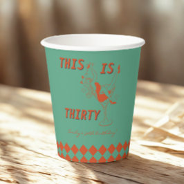 Oranje & Groene Retro Chic 30ste Verjaardagsfeest Papieren Bekers
