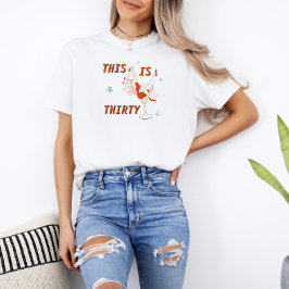 Oranje & Groene Retro Chic 30ste Verjaardagsfeest T-shirt