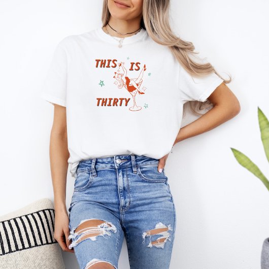 Oranje & Groene Retro Chic 30ste Verjaardagsfeest T-shirt