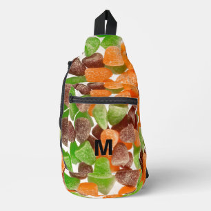 Oranje groene rode gom snoep strooisel suiker Mono Sling Bag
