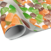 Oranje groene rode kauwgom snoep besprenkeld suike cadeaupapier (Rol Hoek)