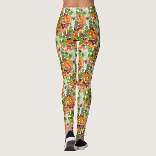 Oranje groene rode kauwgom snoep besprenkeld suike leggings (Achterkant)