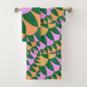 Oranje groene Scales Bathroom Towel Set Bad Handdoek (Insitu)