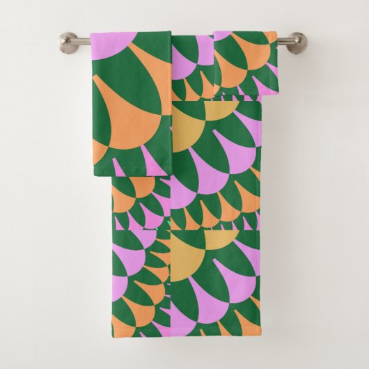Oranje groene Scales Bathroom Towel Set Bad Handdoek (Insitu)