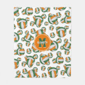 oranje groene schoolteam kleuren girly volleybal fleece deken (Voorkant)