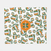oranje groene schoolteam kleuren girly volleybal fleece deken (Voorkant (Horizontaal))