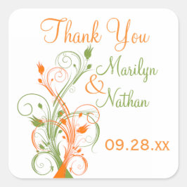 Oranje groene Sticker met 1,5-inch bruiloft