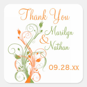 Oranje groene Sticker met 1,5-inch bruiloft