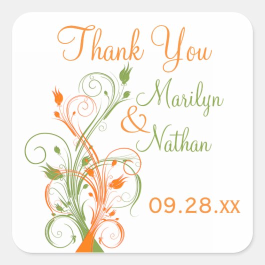 Oranje groene Sticker met 1,5-inch bruiloft (Voorkant)