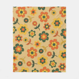 Oranje Groene Tropische Bloemen Botanische Zomer Fleece Deken