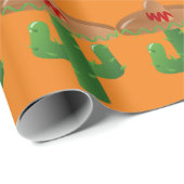 Oranje Groene Vakantie Desert Cactus Mexicaans Pet Cadeaupapier (Rol Hoek)