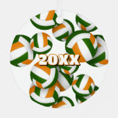 oranje groene volleyballen w atleet naam keepsake metalen ornament (Achterkant)