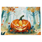 Oranje groene Waterverf Autumn Pumpkins Forest Groot Cadeauzakje (Voorkant)