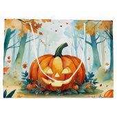 Oranje groene Waterverf Autumn Pumpkins Forest Groot Cadeauzakje (Achterkant)