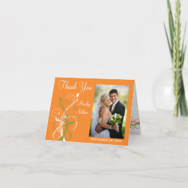 Oranje Groene Witte Bloem Foto Bedankkaart