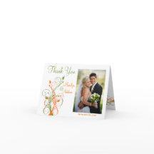 Oranje Groene Witte Bloem Foto Bedankkaart