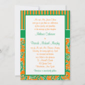 Oranje, groene, witte Floral Striped Wedding Invit Kaart (Achterkant)