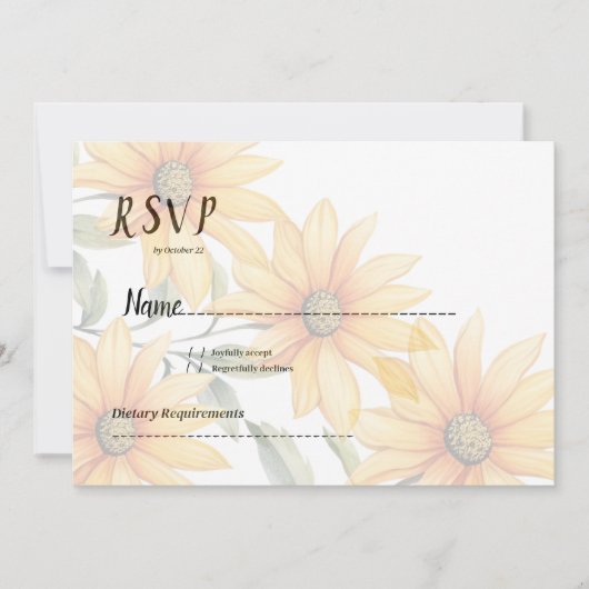Oranje groene zonnebloem zomer bloemrijke RSVP Kaart (Voorkant)
