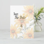 Oranje groene zonnebloem zomerbloesem Save The Dat Kaart (Staand voorkant)