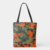 Oranje, groene, zwarte camouflage tote bag (Achterkant)