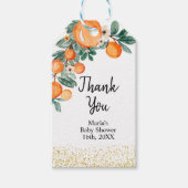 Oranje groot knijpje Vrijgezellenfeest Dank u wel Cadeaulabel (Voorkant)