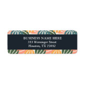 Oranje Groovy Leaves Retro Botanical Etiket (Voorkant)