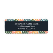 Oranje Groovy Leaves Retro Botanical Etiket (Voorkant)