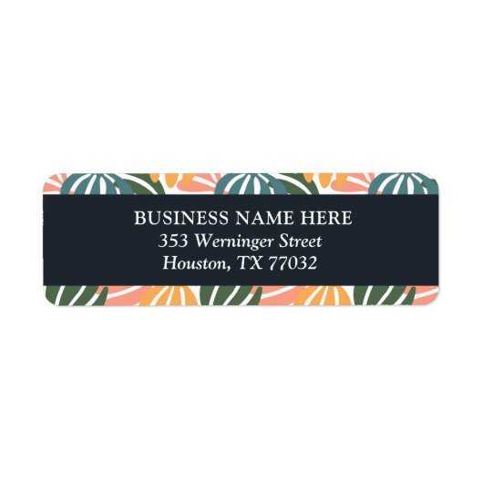 Oranje Groovy Leaves Retro Botanical Etiket (Voorkant)