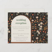 Oranje Groovy Retro Arch Floral Wedding Reception Informatiekaartje (Voorkant / Achterkant)