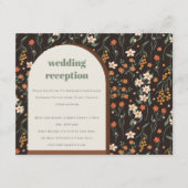 Oranje Groovy Retro Arch Floral Wedding Reception Informatiekaartje (Voorkant)