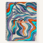 Oranje Groovy Retro Terug naar School Naam Schetsb Notitieboek (Voorkant)