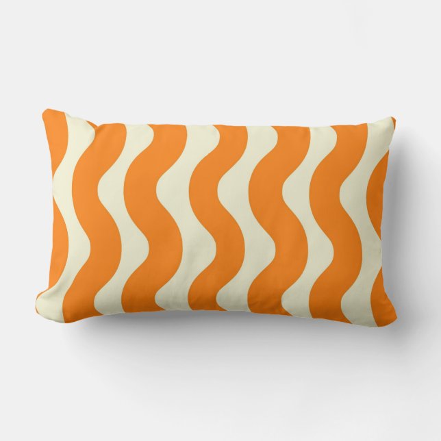 Oranje Groovy Wavy Stripe Abstract Modern Spring Kussen (Voorkant)