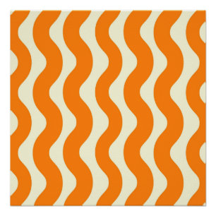 Oranje Groovy Wavy Stripe Abstract Modern Spring Perfect Poster