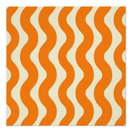 Oranje Groovy Wavy Stripe Abstract Modern Spring Perfect Poster (Voorkant)