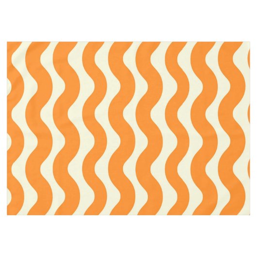 Oranje Groovy Wavy Stripe Abstract Modern Spring Tafelkleed (Voorkant (Horizontaal))