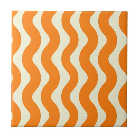 Oranje Groovy Wavy Stripe Abstract Modern Spring Tegeltje (Voorkant)