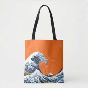 Oranje Grote Golf bij Kanagawa Modern Pop Tote Bag