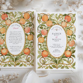 Oranje Grove & Bloesems Wedding Kaart