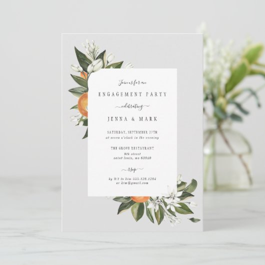 Oranje Grove Engagement Party Kaart (Staand voorkant)