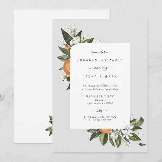 Oranje Grove Engagement Party Kaart (Voorkant / Achterkant)