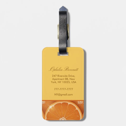 Oranje Grove monogram Bagagelabel (Achterkant verticaal)